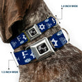 Load image into Gallery viewer, Dog Bone Seatbelt Buckle Collar - Jewish Symbols-4 Blue/White
