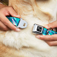 Load image into Gallery viewer, Dog Bone Black/Silver Seatbelt Buckle Collar - Jazzy Wave Scribble White/Teal/Purple
