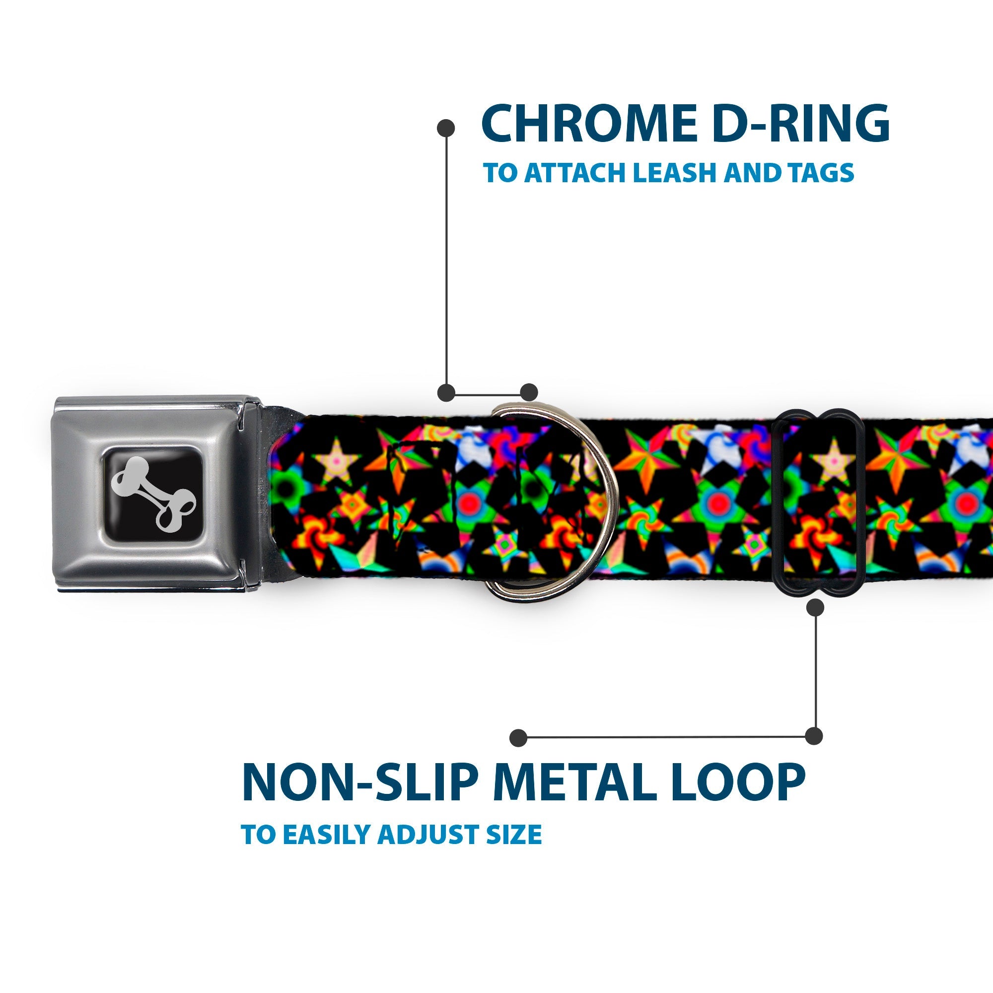 Dog Bone Seatbelt Buckle Collar - Kaleidostarz