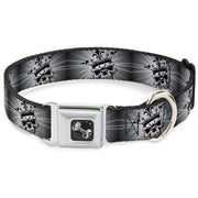 Dog Bone Seatbelt Buckle Collar - King Skull Blocks/Rays Grays