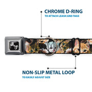 Dog Bone Seatbelt Buckle Collar - Kitten Faces Scattered Black