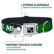 Dog Bone Seatbelt Buckle Collar - KISS ME, I'M IRISH! Clovers Green/White