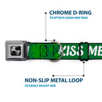 Dog Bone Seatbelt Buckle Collar - KISS ME, I'M IRISH! Clovers Green/White