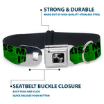 Dog Bone Seatbelt Buckle Collar - KISS ME, I'M IRISH! Clovers/Kisses Greens/Black
