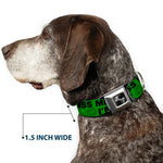 Dog Bone Seatbelt Buckle Collar - KISS ME, I'M IRISH! Clovers/Kisses Greens/Black