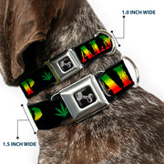 Buckle-Down Seatbelt Buckle Dog Collar - KEEP CALM AND SMOKE UP Black/Rasta