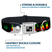 Buckle-Down Seatbelt Buckle Dog Collar - KEEP CALM AND SMOKE UP Black/Rasta