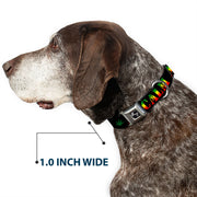Buckle-Down Seatbelt Buckle Dog Collar - KEEP CALM AND SMOKE UP Black/Rasta