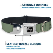 Dog Bone Seatbelt Buckle Collar - Khaki Green