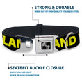 Load image into Gallery viewer, Dog Bone Seatbelt Buckle Collar - KEEP PORTLAND WEIRD Black/Yellow
