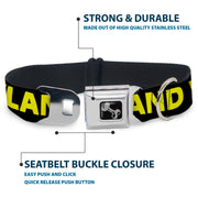 Dog Bone Seatbelt Buckle Collar - KEEP PORTLAND WEIRD Black/Yellow