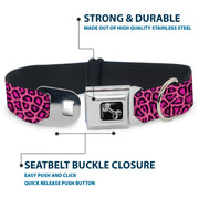Dog Bone Seatbelt Buckle Collar - Leopard Pink Fuchsia