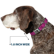 Dog Bone Seatbelt Buckle Collar - Leopard Pink Fuchsia