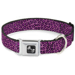Dog Bone Seatbelt Buckle Collar - Leopard Pink Fuchsia
