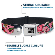 Dog Bone Seatbelt Buckle Collar - Live Hard Die Young Pink