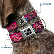 Dog Bone Seatbelt Buckle Collar - Love Love Pink