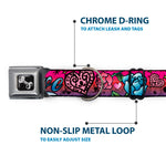 Dog Bone Seatbelt Buckle Collar - Love Love Pink