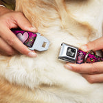 Dog Bone Seatbelt Buckle Collar - Love Love Pink