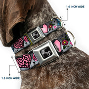 Dog Bone Seatbelt Buckle Collar - Love Love Gray