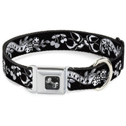 Dog Bone Seatbelt Buckle Collar - Lucky Black/White