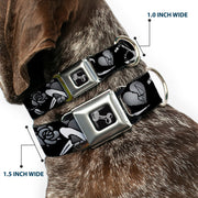 Dog Bone Seatbelt Buckle Collar - Live Hard Die Young Black/White