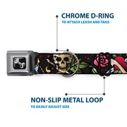 Dog Bone Seatbelt Buckle Collar - Live Hard Die Young CLOSE-UP Black