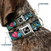 Dog Bone Seatbelt Buckle Collar - Live Hard Die Young CLOSE-UP Turquoise