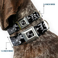 Load image into Gallery viewer, Dog Bone Seatbelt Buckle Collar - Love Kills Black/White
