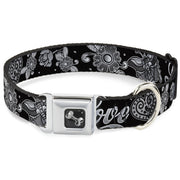 Dog Bone Seatbelt Buckle Collar - Love Kills Black/White