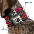 Load image into Gallery viewer, Dog Bone Seatbelt Buckle Collar - Love Kills CLOSE-UP Pink
