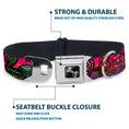 Load image into Gallery viewer, Dog Bone Seatbelt Buckle Collar - Love Kills CLOSE-UP Pink
