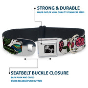 Dog Bone Seatbelt Buckle Collar - Love Kills CLOSE-UP White