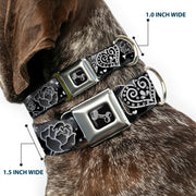 Dog Bone Seatbelt Buckle Collar - Love Love Black/White