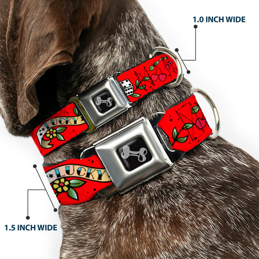 Dog Bone Seatbelt Buckle Collar - Lucky Red
