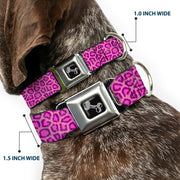 Dog Bone Seatbelt Buckle Collar - Leopard Baby Pink