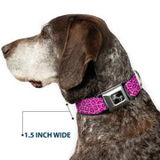 Dog Bone Seatbelt Buckle Collar - Leopard Baby Pink