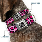 Dog Bone Seatbelt Buckle Collar - Leopard CLOSE-UP Pink