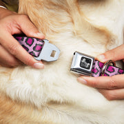 Dog Bone Seatbelt Buckle Collar - Leopard CLOSE-UP Pink