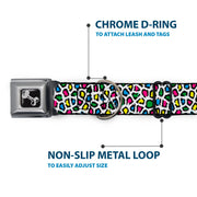 Dog Bone Seatbelt Buckle Collar - Leopard White/Multi Color