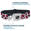 Load image into Gallery viewer, Dog Bone Seatbelt Buckle Collar - Leopard White/Fuchsia
