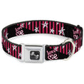 Load image into Gallery viewer, Dog Bone Seatbelt Buckle Collar - Love Me w/Sketch Stars & Stripes Black/Fuchsia/White

