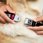 Dog Bone Seatbelt Buckle Collar - Love/Hate Black/White/Fuchsia