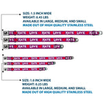 Dog Bone Seatbelt Buckle Collar - Love/Hate Purple/White/Fuchsia