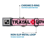 Dog Bone Seatbelt Buckle Collar - Love/Hate/Betrayal Pink/Black/Fuchsia