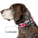 Dog Bone Seatbelt Buckle Collar - Love/Hate/Betrayal Pink/Black/Fuchsia
