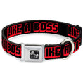 Load image into Gallery viewer, Dog Bone Seatbelt Buckle Collar - LIKE A BOSS Black/Red
