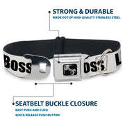 Dog Bone Seatbelt Buckle Collar - LIKE A BOSS White/Black