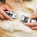Dog Bone Seatbelt Buckle Collar - LIKE A BOSS White/Black