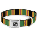 Load image into Gallery viewer, Dog Bone Seatbelt Buckle Collar - Lines Black/Gold/Pink/Green
