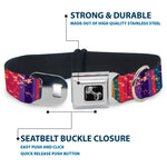Dog Bone Seatbelt Buckle Collar - Lines Weathered Reds/Purples